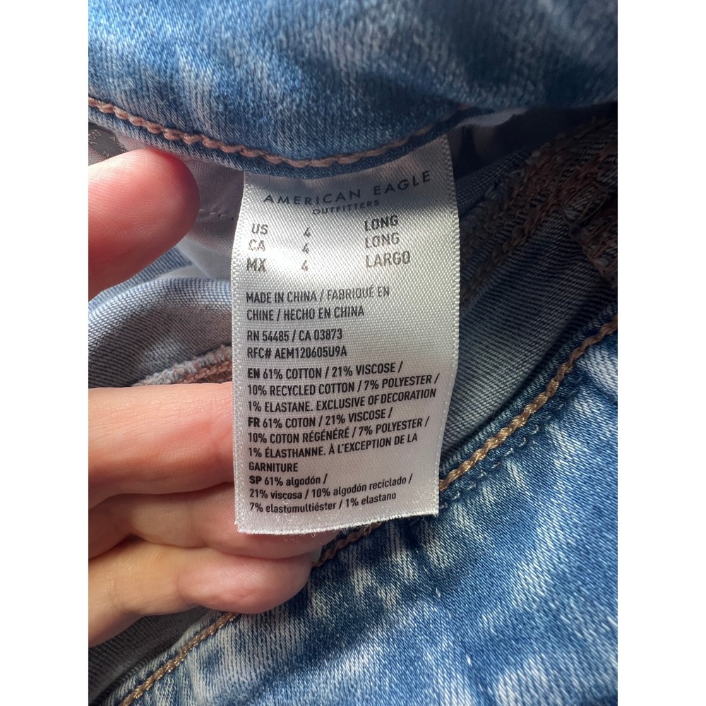 American Eagle Super High-Rise Flare Jeans Light Wash Distressed Size 4 Long - Picture 3 of 14